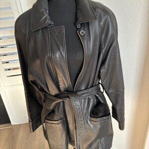 Nordstrom Black Leather Belted Leather Jacket